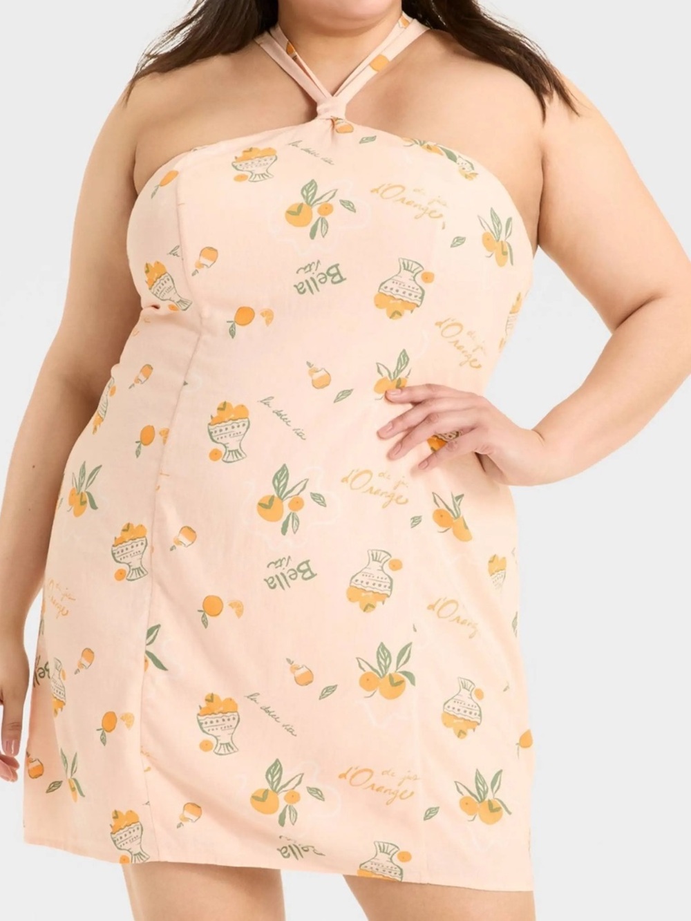 Target Peach Halter Dress with Citrus Print